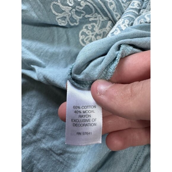 J. Jill Women Embroidered Popover Tunic Size XL 3/4 Sleeve V Neck Lightweight - Picture 8 of 11